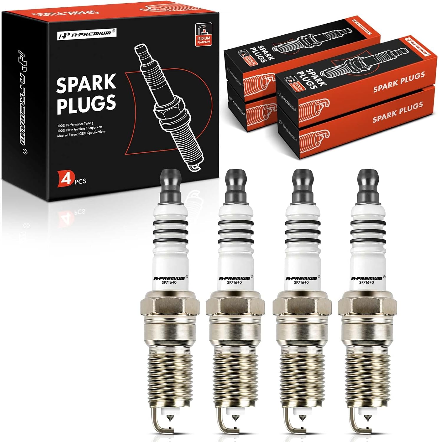 A-Premium Iridium Platinum Spark Plugs Pack of 4