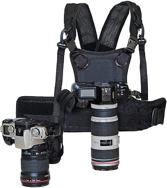 Nicama AH1 Camera Shoulder Harness for 2 Cameras, Carrier Chest Vest with 38mm Square Arca Mount Plate for Canon Nikon Sony