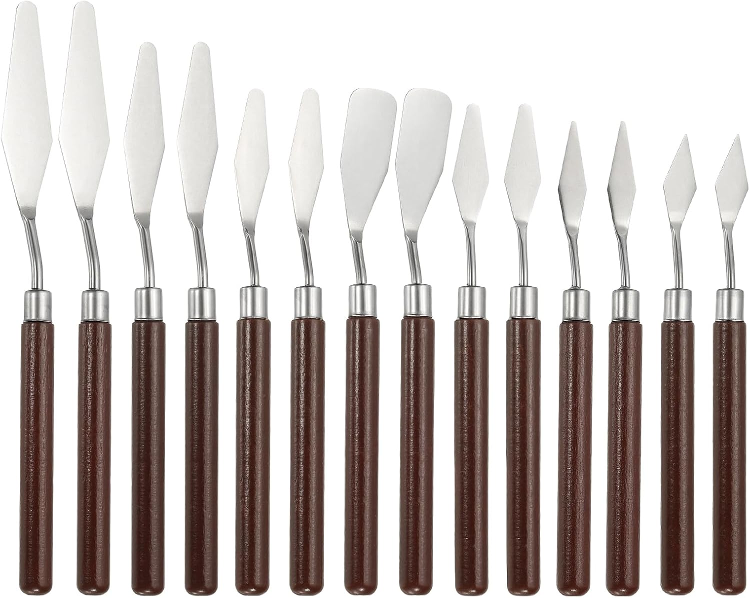 YOKIVE 14 Pcs Stainless Steel Palette Knife, Professional Art Spatula Set Oil Painting Accessories Color Mixing Scraper with Wood Handle, Great for Canvas Acrylic Painting (Red Brown)