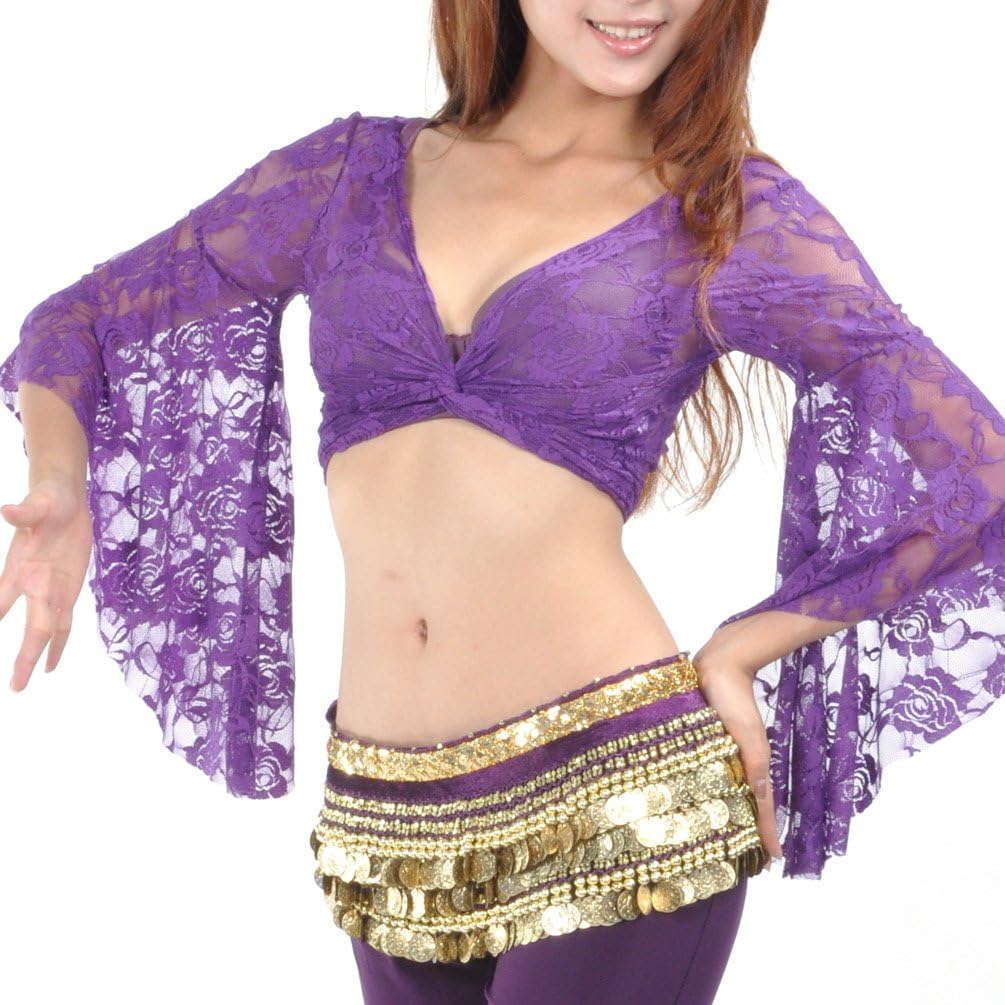 Hoerev Tribal Belly Dance Lace Butterfly Sleeve Wrap Top