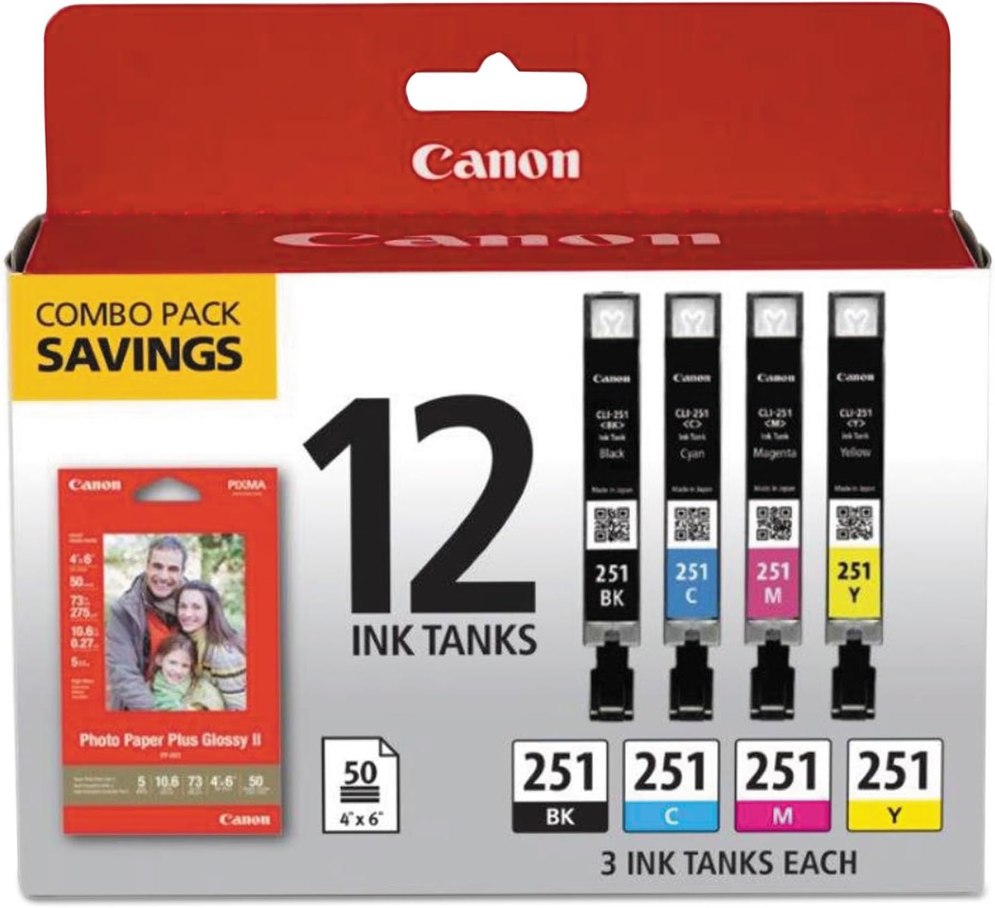 Canon CLI-251 Genuine 12 Color Combo Pack, Compatible with MG7520, MG5620, and MG6620 Printers