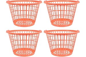 Set of 4 Lightweight Round Laundry Baskets (Orange)
