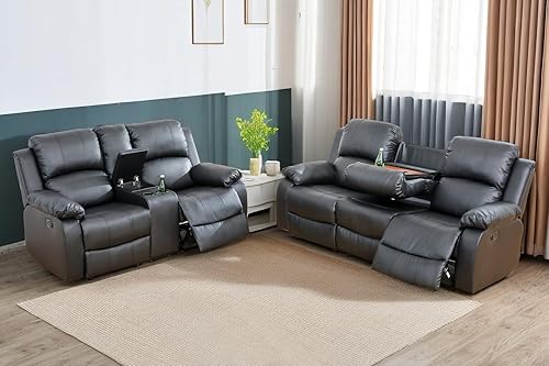 Miniatura 37 de A Ainehome - Juego de sofá reclinable de 3 piezas de corduroy con almacenamiento, moderno, marrón taupe, para sala de estar/oficina Pana marrón topo