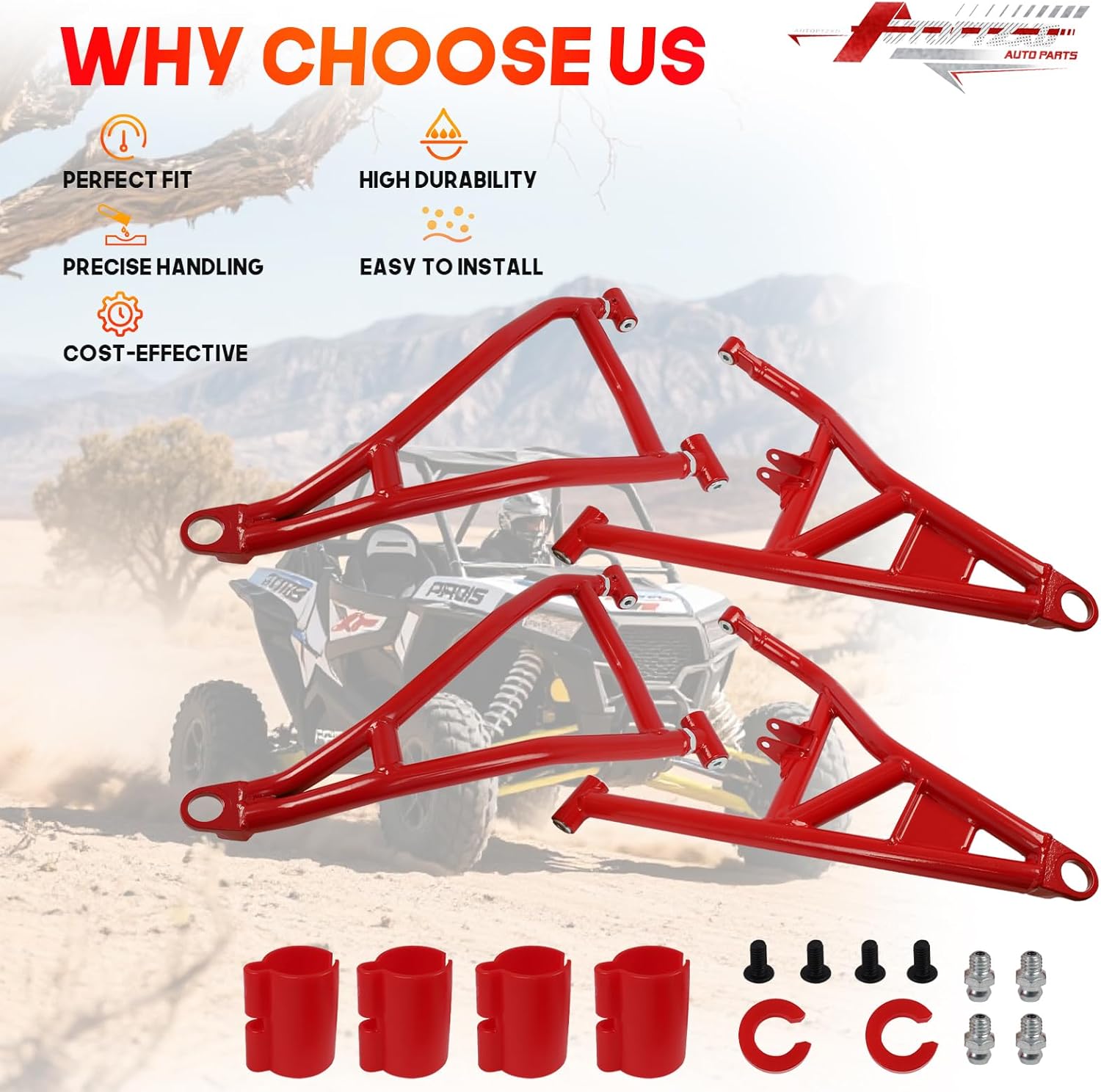 High Clearance Upper & Lower A-Arms Compatible with 2014-2023 Polaris RZR XP 1000/4 1000 Front A-Arms Forward Offset