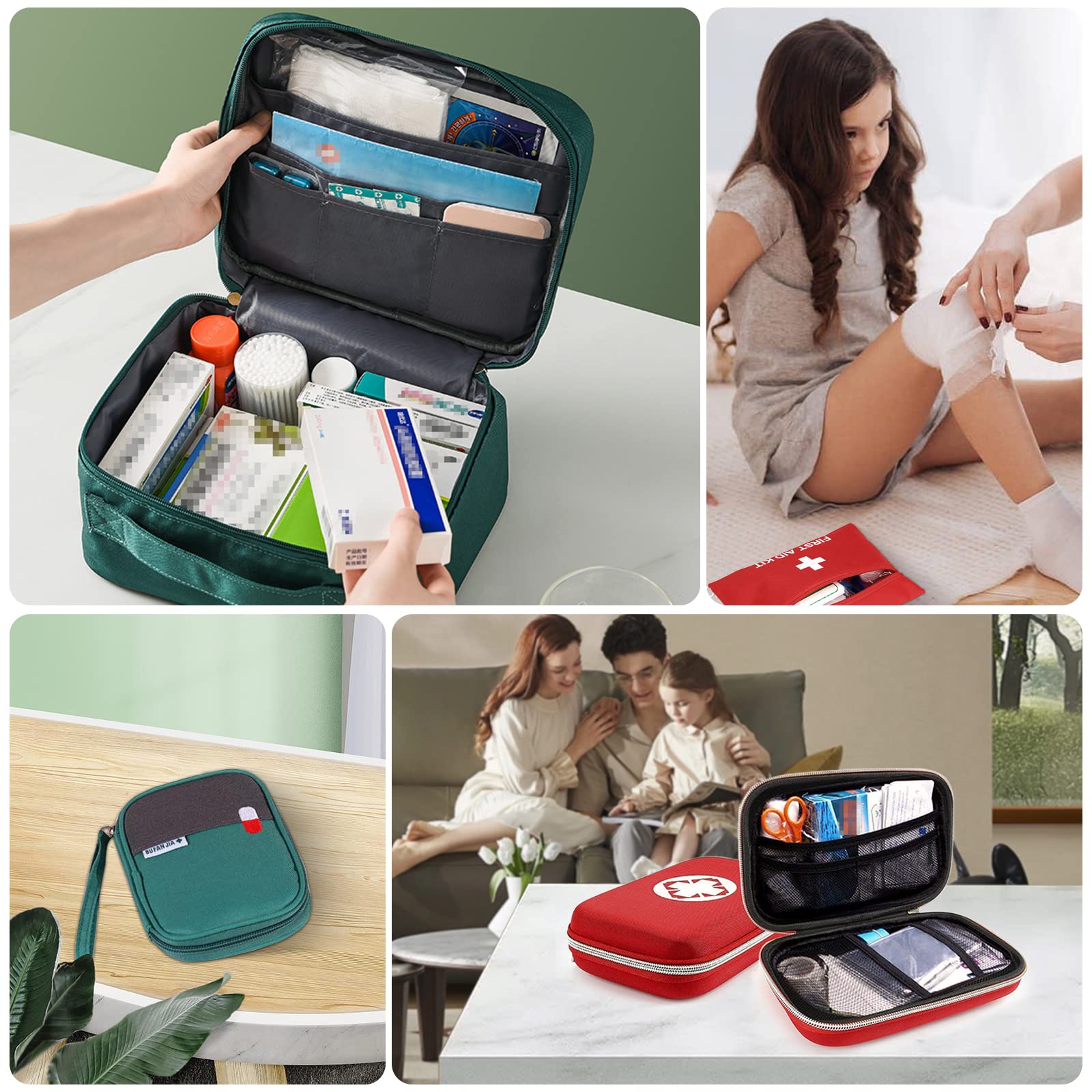 Botiquín Viaje, 4PCs Bolsa Kit de Primeros Auxilios, Portátil para Hogar, Oficina, Viajes, Camping, Gran Capacidad