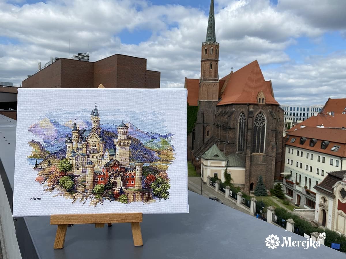 Merejka Neuschwanstein Castle Cross Stitch Kit, Counted Pattern, 25 x 35 cm