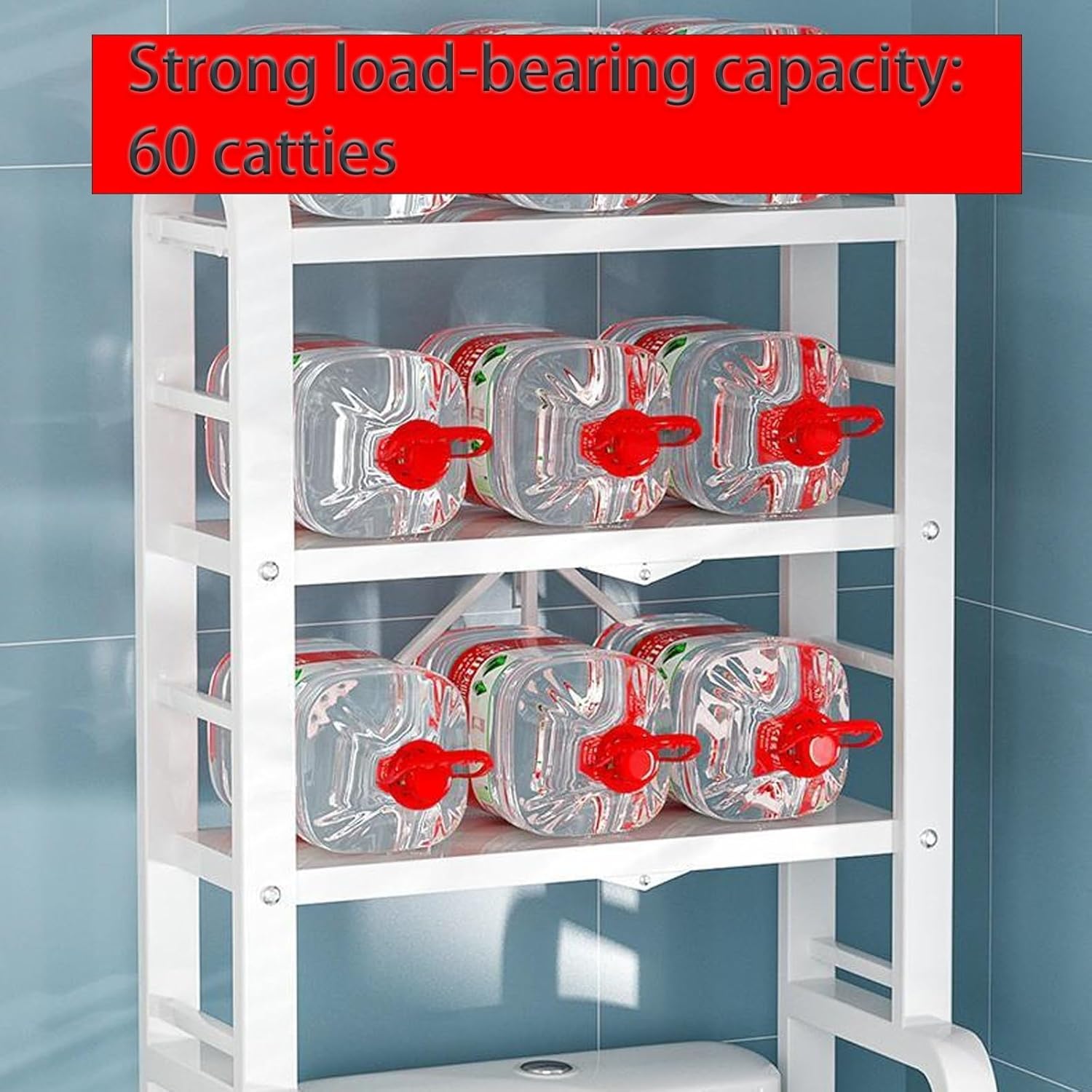 Adjustable Over-Toilet Storage Cabinet - Stable Carbon Steel Bathroom Shelf with Feet - White Organizer for Space-Saving in All Rooms