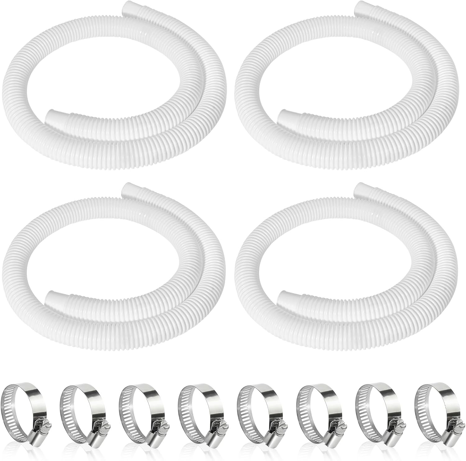 4 Pcs 1.25" Pool Hose, 59" Long Accessory Pool Pump Replacement Hoses, Compatible with All Above Ground Pool Filter Pumps that Use 1 1/4 Diameter Hoses