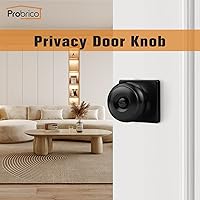 Vista 2 de Probrico Perillas de puerta negras con roseta cuadrada, manijas de puerta de privacidad para dormitorio, perillas de puerta negras cerraduras