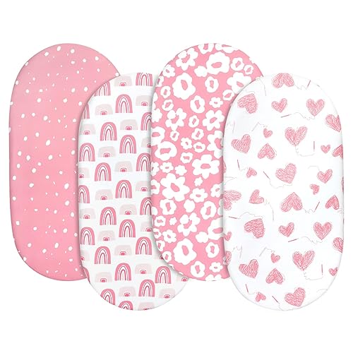 Gllquen Baby Paquete de 4 sábanas de moisés, transpirable y acogedora, sábana bajera elástica para cuna de viaje, patrón floral de moda, sábanas