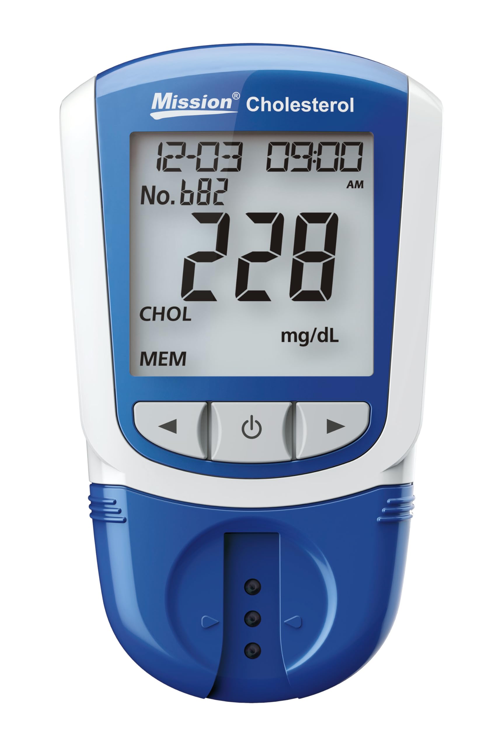 Mission 3 in 1 Cholesterin Messgerät im Starterpack | 1 Mission Cholesterol Meter, 5 Cholesterin Teststreifen, 5 Kapillarröhrchen, 5 Stechhilfen | genaue Cholesterinmessung