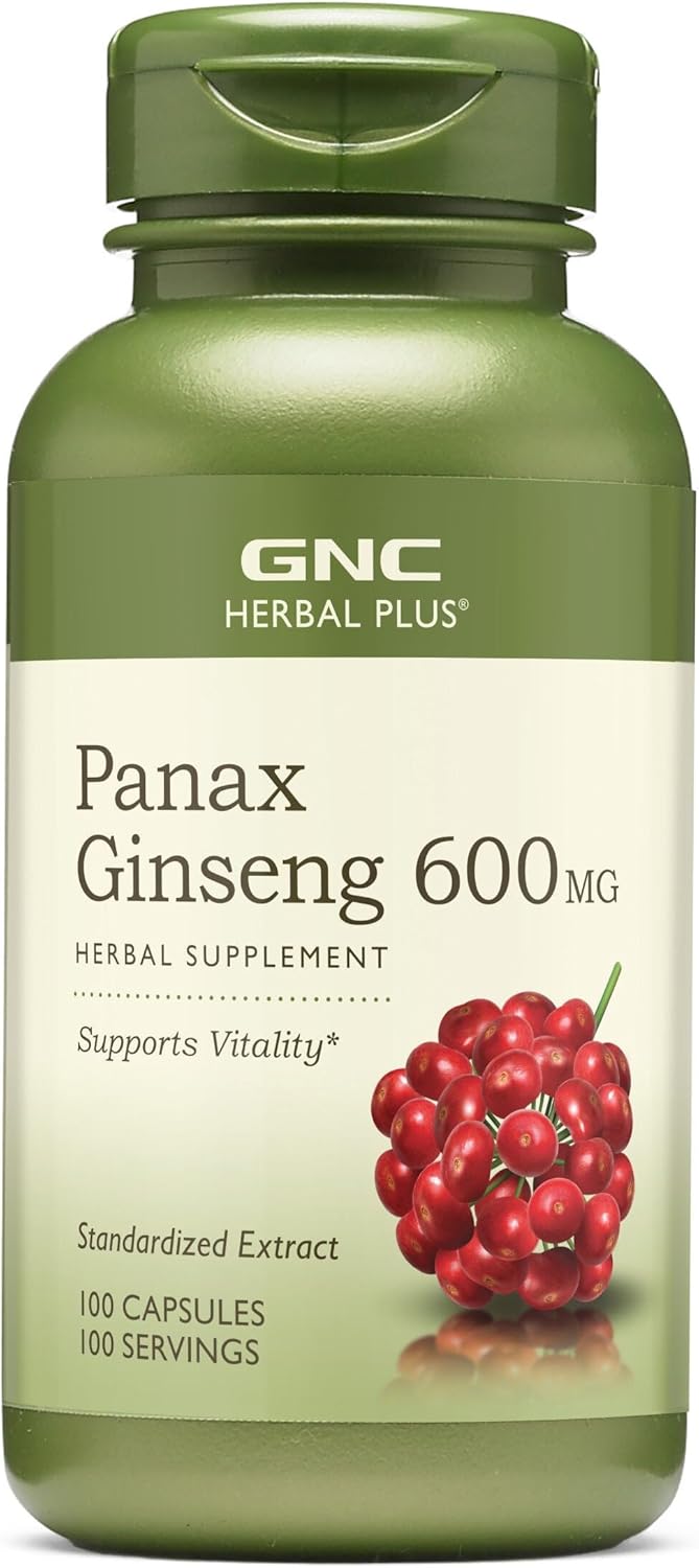 GNC Herbal Plus Panax Ginseng 600mg, Supports Vitality, 100 Capsules