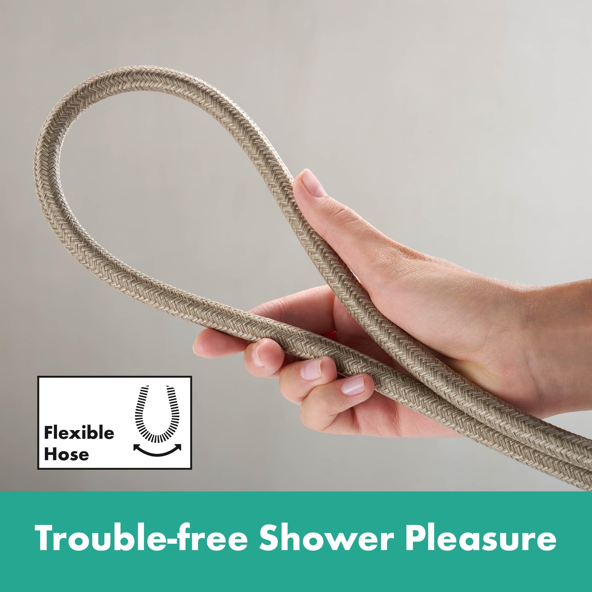 hansgrohe Rainfinity - zestaw prysznicowy z główka prysznicowa, tekstylny wąż prysznicowy Designflex 160 cm oraz drążek prysznicowy 65 cm, 3-strumieniowa, brąz szczotkowany
