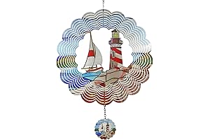 Lighthouse 3D Wind Spinner Kinetic Metal Art Hanging Wind Spinner