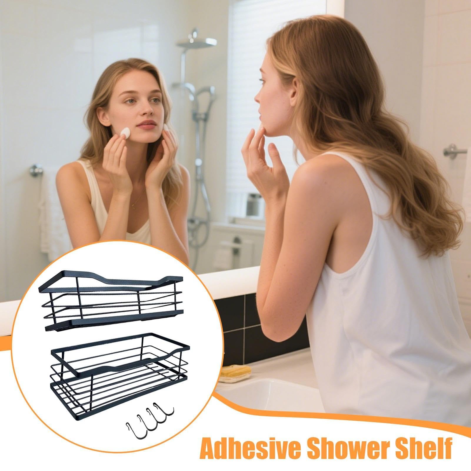 Juego de estantes adhesivos de pared para almacenamiento de baño y cocina, organiza jabón, toallas y accesorios en la decoración de ducha, hogar o hotel
