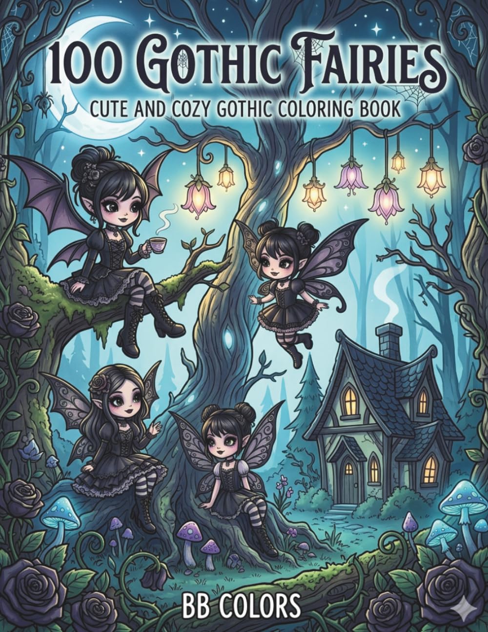 100 Gothic Fairies: Cute and Cozy Gothic Coloring Book