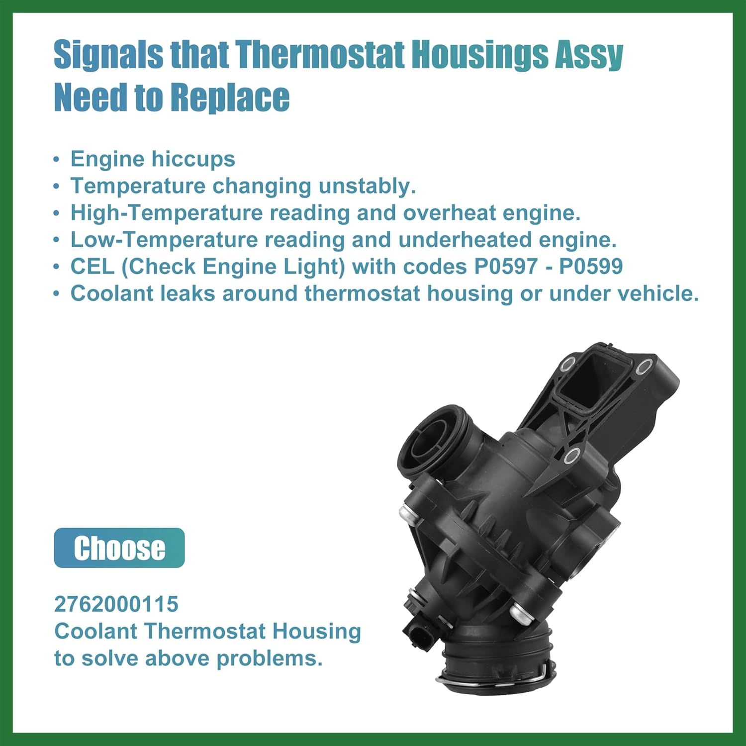 Motoforti 902-5844 Engine Coolant Thermostat Housing Assembly for Mercedes-Benz E350 2012-2016 for Mercedes-Benz GLE350 2016 2762000115 Long-lasting