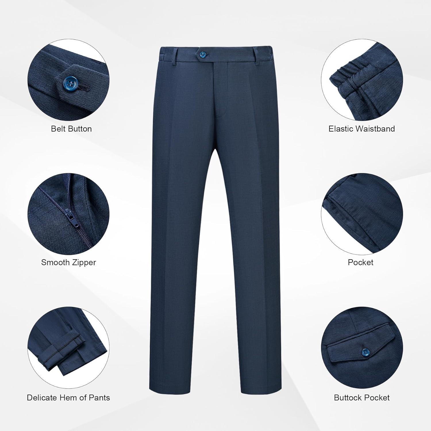 WULFUL Men's 2 Piece Slim Fit Suit Set One Button Blazer Jacket Pants Tuxedo Set for Party, Wedding and Business - Image 5