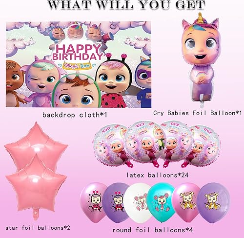 Miniatura 2 de 32 piezas de suministros de fiesta de cumpleaños para bebés decoraciones de cumpleaños de bebé incluyen globos de dibujos animados globos de