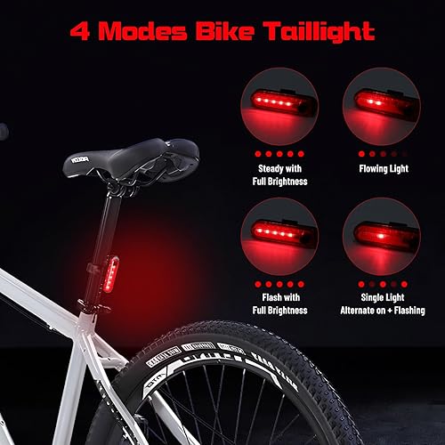 Miniatura 3 de Juego de luces brillantes para bicicleta, faro delantero y trasero para bicicleta, 8 LED de 1000 lúmenes, recargable por USB, 5 modos de luz, luz