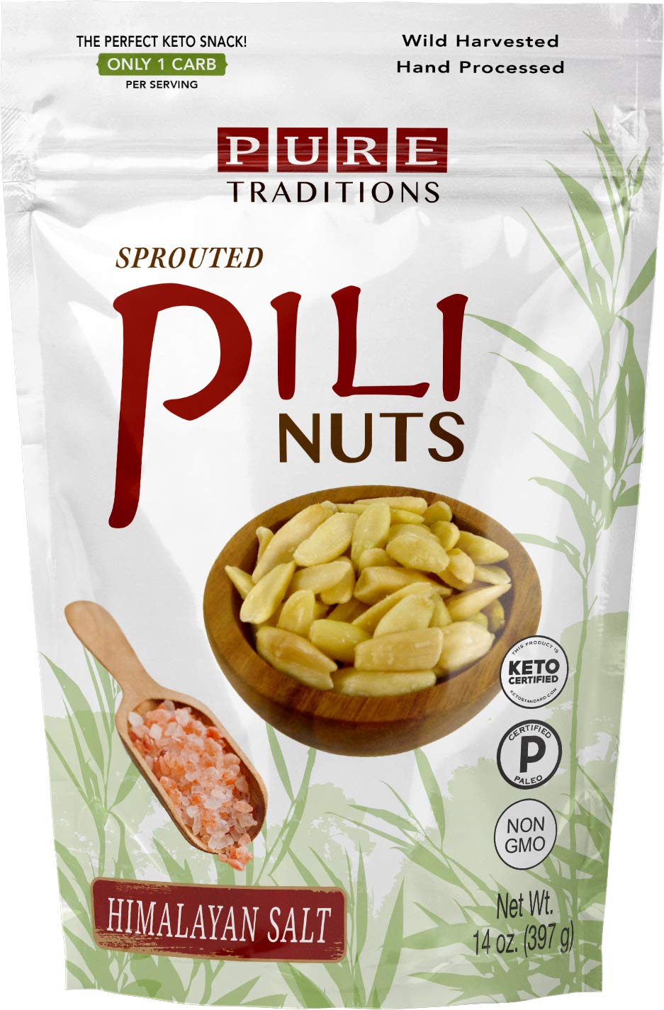 Pili Nuts, Sprouted, Certified Paleo & Keto (Himalayan Salt, 14 oz)