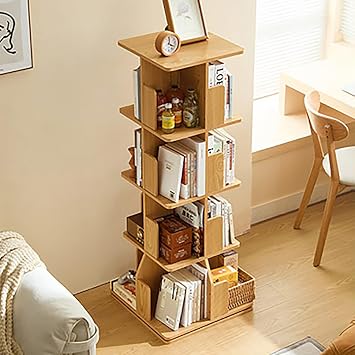 Small Rotating Bookshelf 360 Degree Revolving Bookcase for Home use,Bookshelf Narrow Swivel Corner Book Shelf,Mobile Living Room Storage 50.78