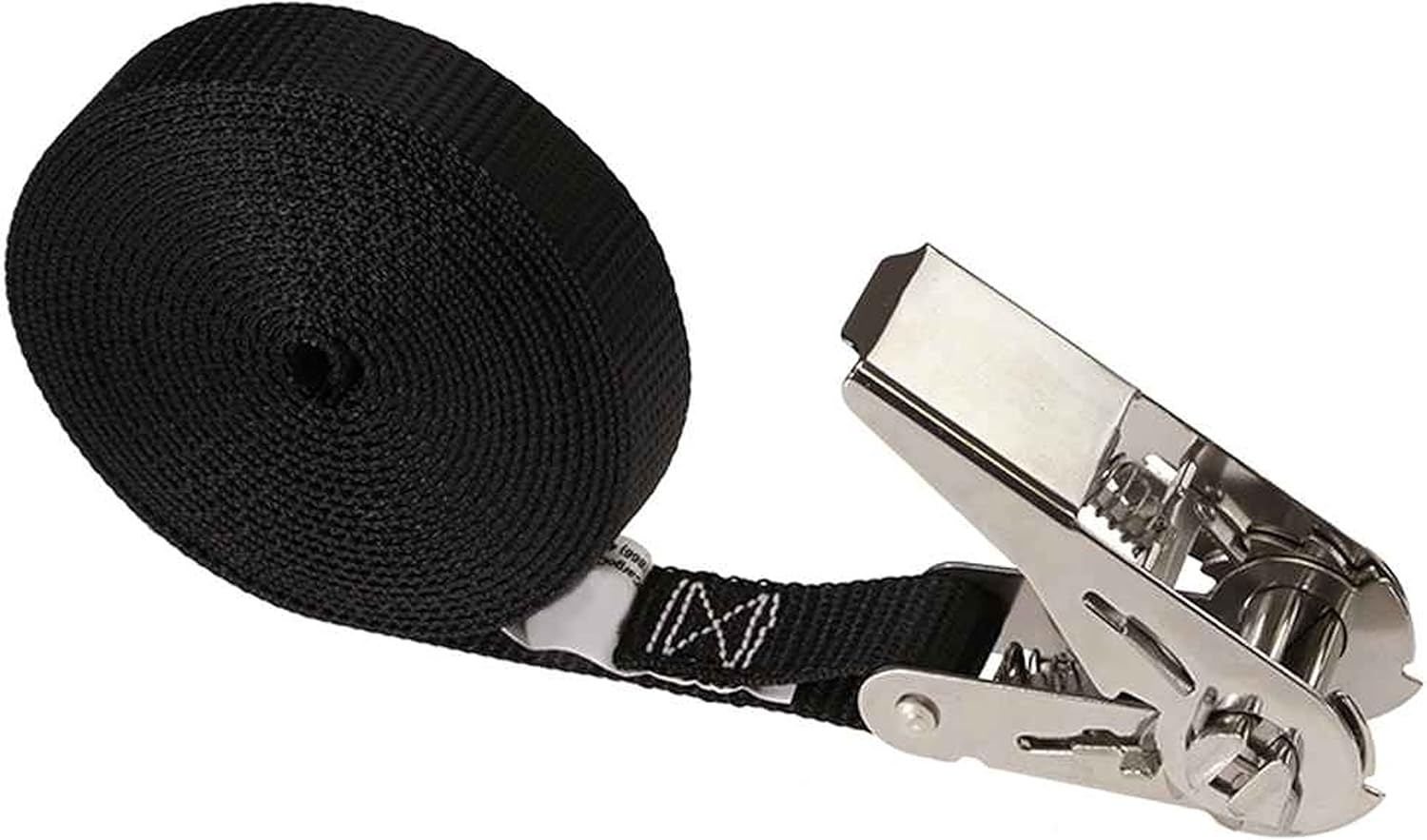 Stainless Steel Thumb Ratchet Strap 1"x15 Ft – Black