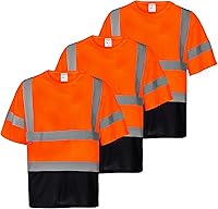 Vista 9 de ProtectX Camiseta de seguridad reflectante de manga corta de alta visibilidad, camisas de alta visibilidad transpirables resistentes para hombres