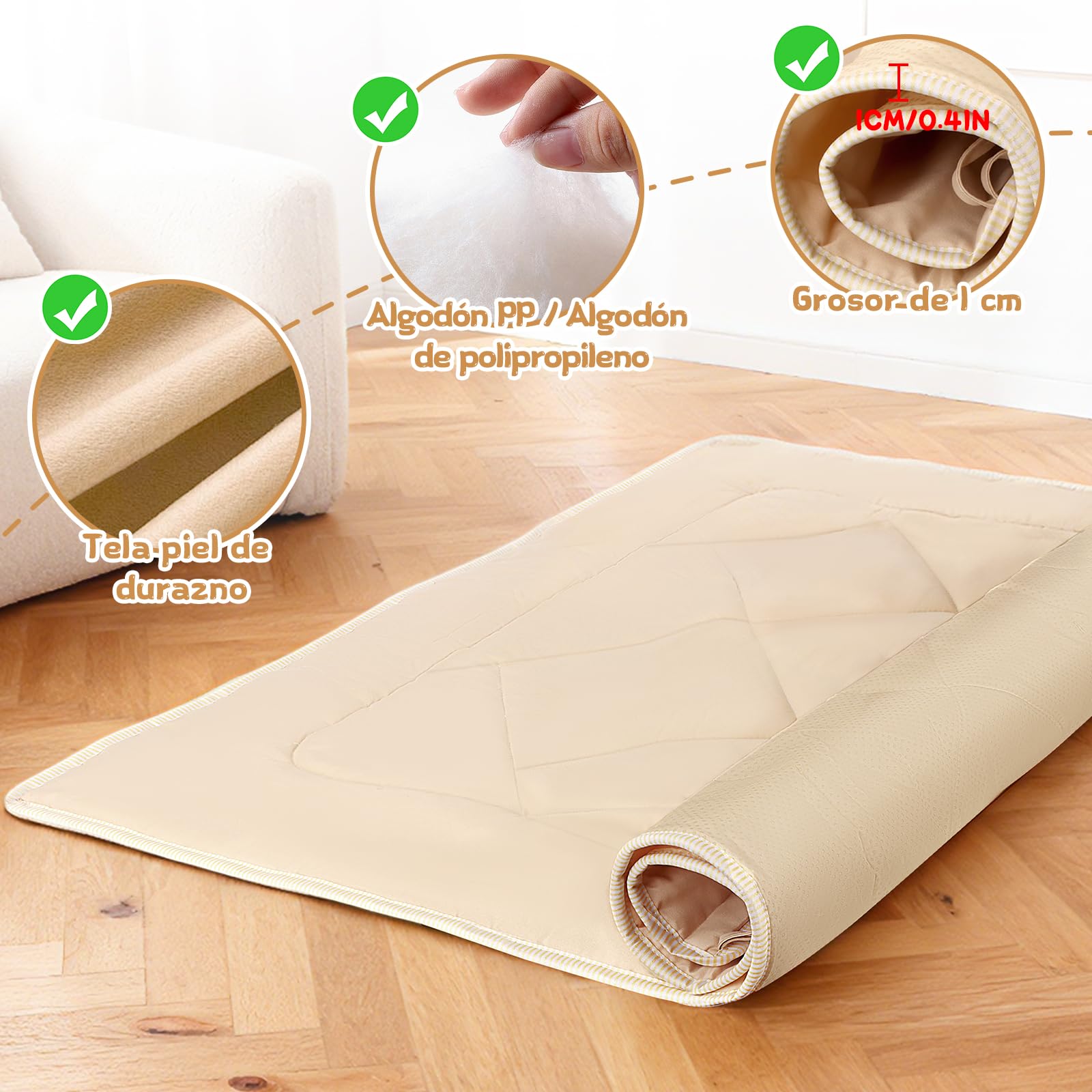 Herenear Tienda Campaña Infantil con 2 Puertas, Cabañas para Niños con Luces Banderas y Bajera, Casitas Infantiles Tela Interior, Ideal Casita Infantil para Niños Niñas (Esterilla para Tienda)
