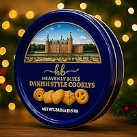 Vista 3 de Heavenly Bites Galletas de mantequilla estilo danés en lata de metal 24 onzas