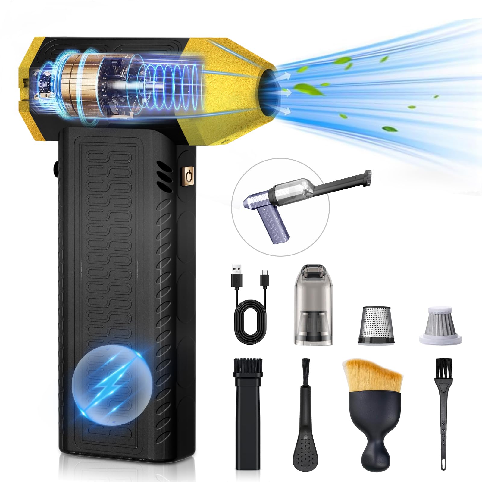 Amazon.co.jp: Raydyn 超強力 電動エアダスター 充電式 200000rpm  