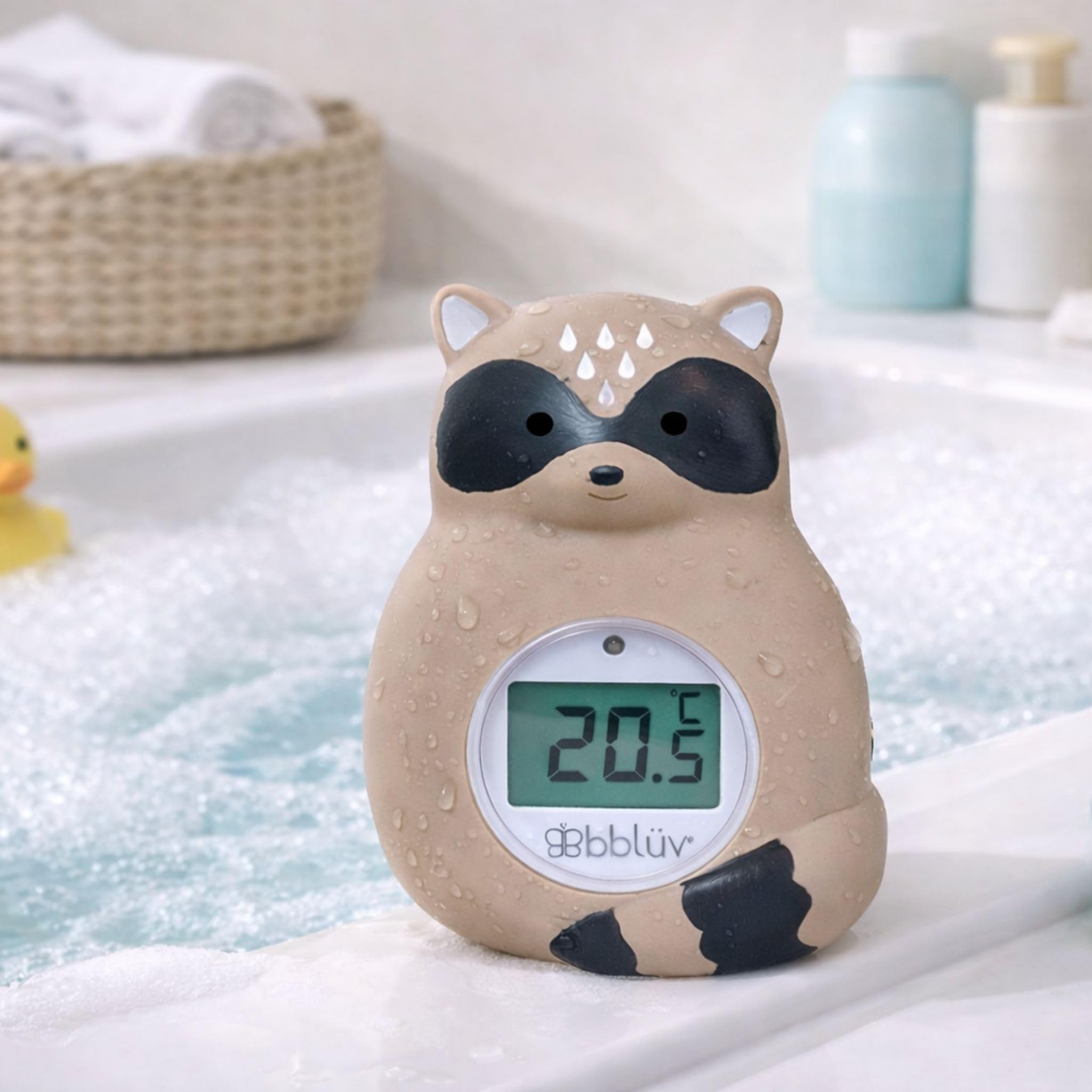 bblüv Raku - 3-in-1 - Baby Bath Thermometer °C/°F - Floating Water & Room Thermometer - Infant Baby Bath Essentials