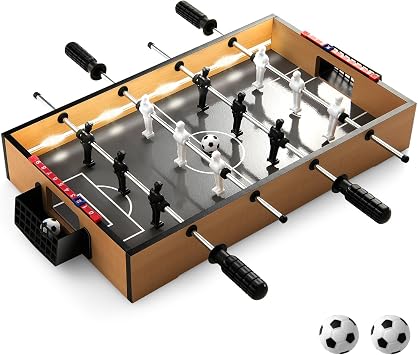 Goplus Foosball Table, 20 Inch Mini Soccer Game Table with LED Lights, 2 Footballs, Non-Slip Handle, Indoor Portable Table Top Football Table for Kids Adults, Party, Bar, Game Room, Office