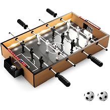 Goplus Foosball Table 20 Inch Mini Soccer Game Table with LED Lights, 2 Footballs, Non-Slip Handle, Indoor Portable Table Top Soccer Table for Kids Adults Party Bar Game Room Office