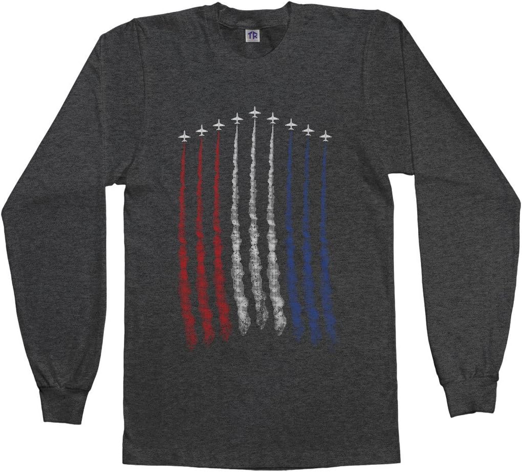 Threadrock Men's Red White Blue Air Force Flyover Long Sleeve T-Shirt