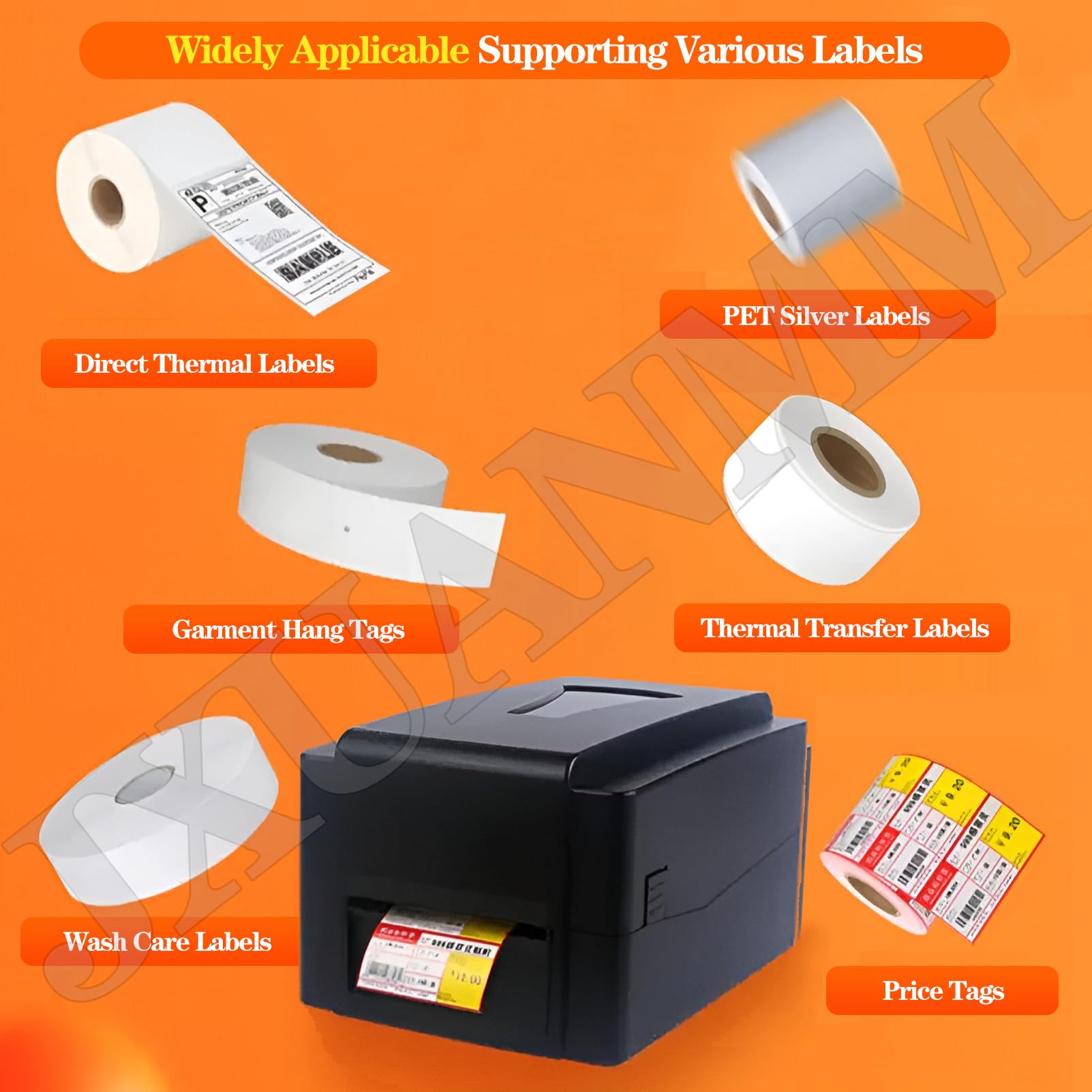 Stampante per Etichette a trasferimento Termico e Termica Diretta da 4,1", di spedizione Dual-Mode con 300 DPI, Codici Barre pacchi spedizione, Etichette, Ufficio Domestico Printer