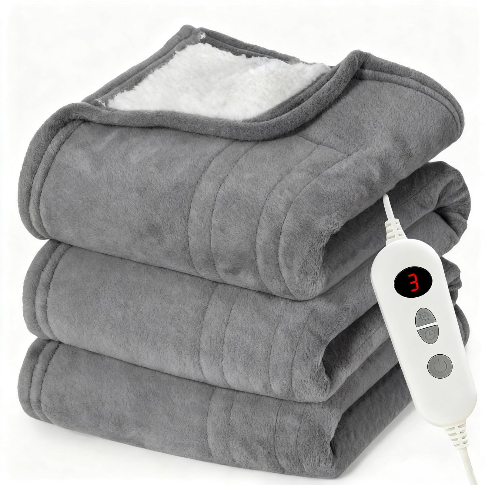 Heated Blanket Electric Throw 200 x 150cm (Double Size) Silent Night Electric Blanket with...