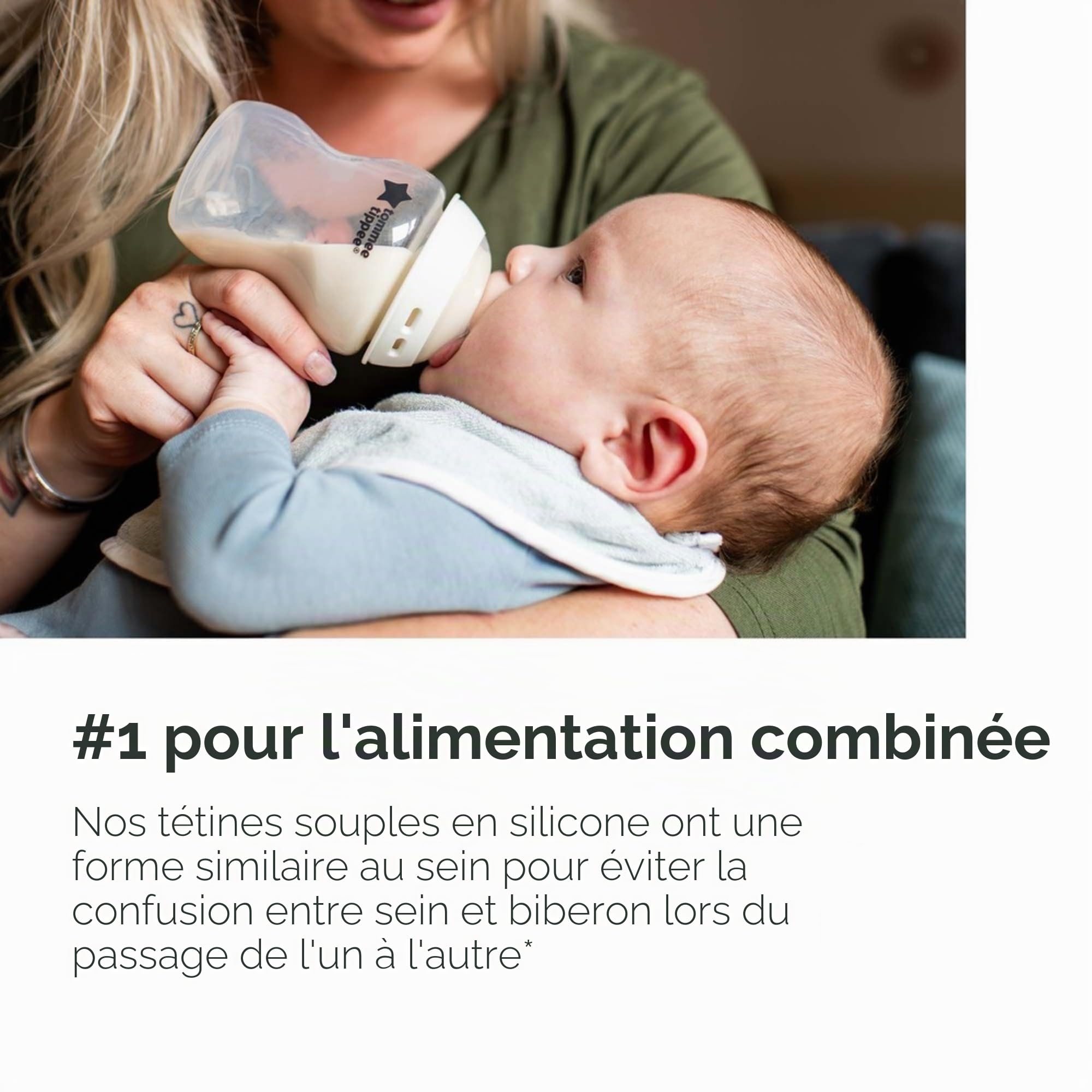 Tommee Tippee Natural Start Lot de 4 biberons de 340 ml avec tétine à débit lent pour un loquet naturel, auto-stérilisant et sans BPA