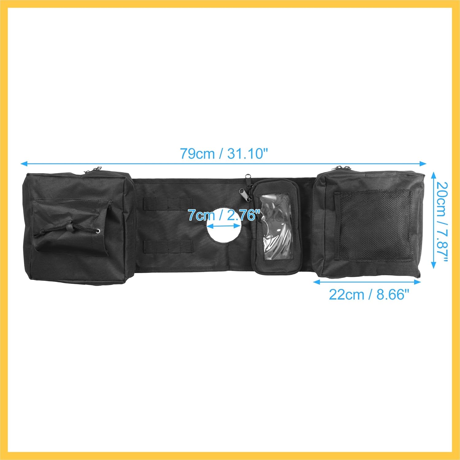 1-Pack Quad ATV 4- Saddlebags Cargo Pouch Storage UTV Motorcycle Gas Tank Saddle Bag for Polaris Sportsman 450 570 850 XP 1000 Black 600D Oxford Auto Replacement Parts