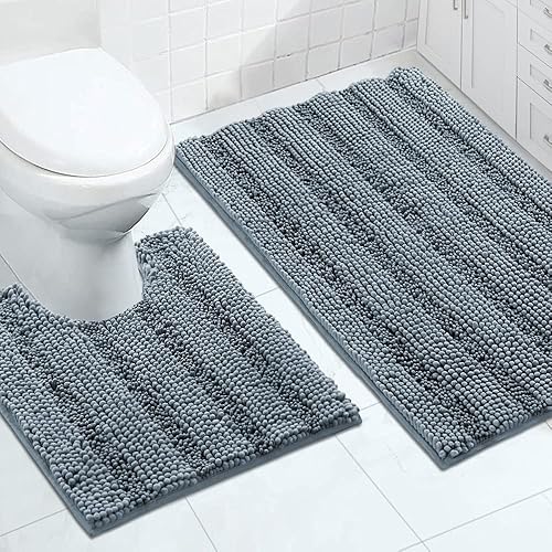 Miniatura 118 de Turquoize Tapetes de baño de felpilla, lanudos, antideslizantes, extrasuave y absorbente, 24 x 36 pulgadas, color marfil Marfil,Paloma,Salvia,Azul