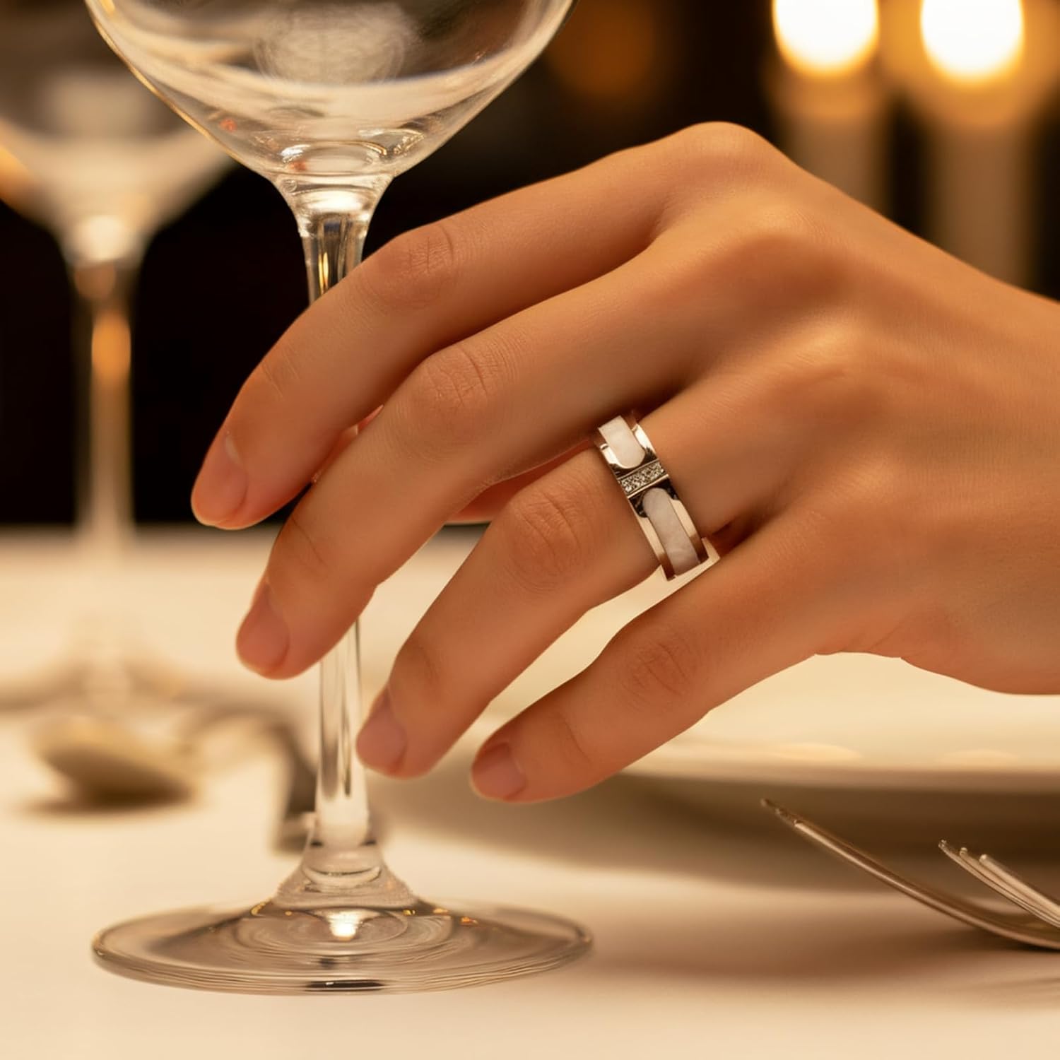 Fidget Spinner Ring for Women:18K Gold Plated Stainless Steel with Mother of Pearl Shell & Cubic Zirconia, Anxiety Relief Spinning Jewelry Gift for Birthday Wedding Engagement Anniversary - Image 8