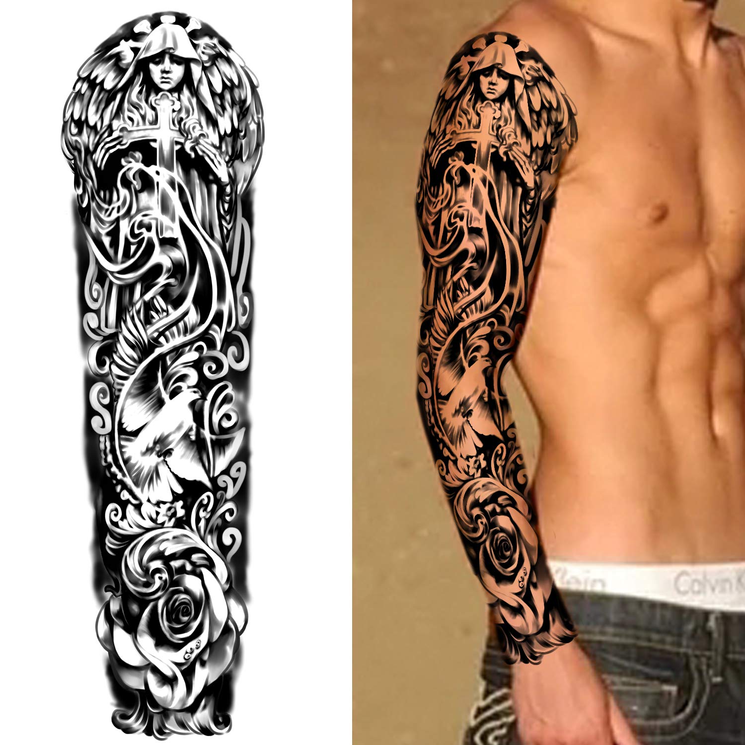 Buy Extra Large waterproof Temporary Tattoos 8 Sheets Full Arm Fake