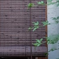 Vista 4 de Geovne Persiana enrollable de bambú con filtro de luz, persianas de bambú natural, persiana enrollable de bambú retro, persianas enrollables