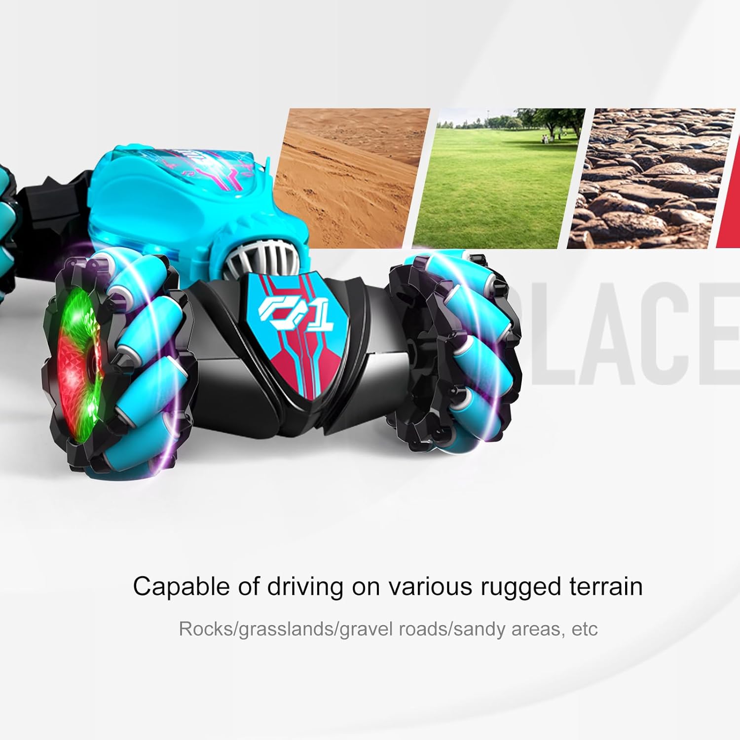 360° Rotating 4WD Remote Control Car, Gesture Sensing RC Stunt Car, 2.4G Controller and Adjustable Light & Music, Birthday Christmas Toy Gift for Boys Kids Age 6+