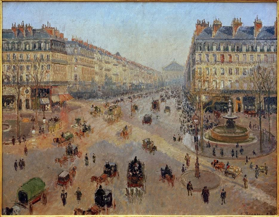 Peinture sur Toile Avenue De L'opéra par Pissarro Décoration Nordique 60x90cm