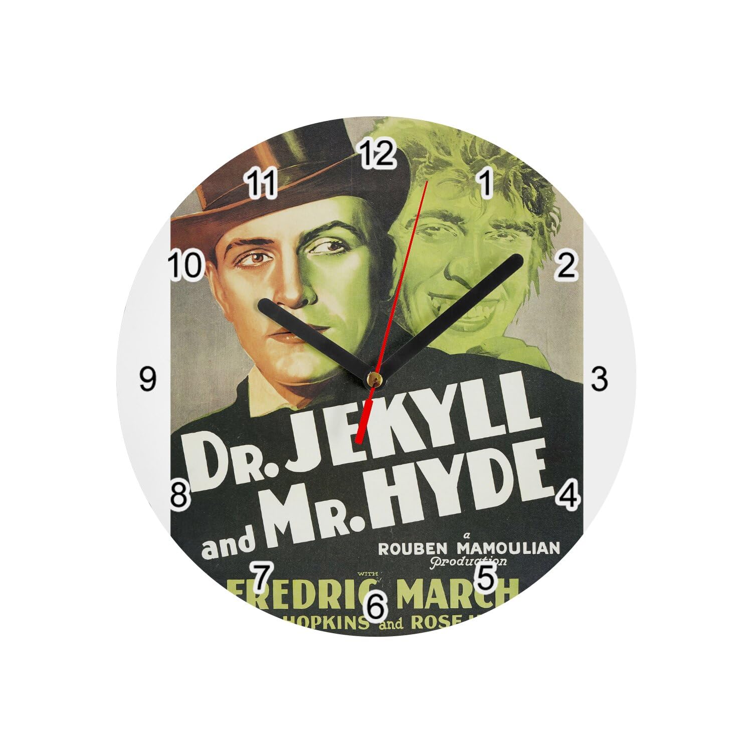 Horloge murale verre Docteur Jekyll idée cadeau vintage 20cm