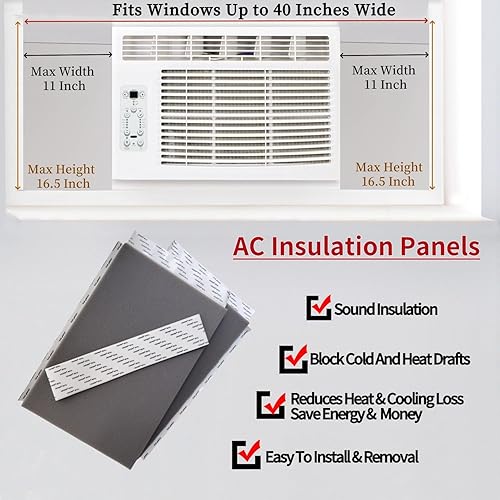 Miniatura 4 de Kit de sellado de aire acondicionado para ventana, paneles laterales de aislamiento envolvente, color blanco, para ventana, unidad de CA interior,