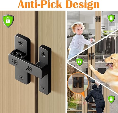 Miniatura 3 de Cerradura de puerta de granero, pestillo abatible de 90180 grados, cerradura de seguridad de 3 pulgadas, pestillos de seguridad de puerta de