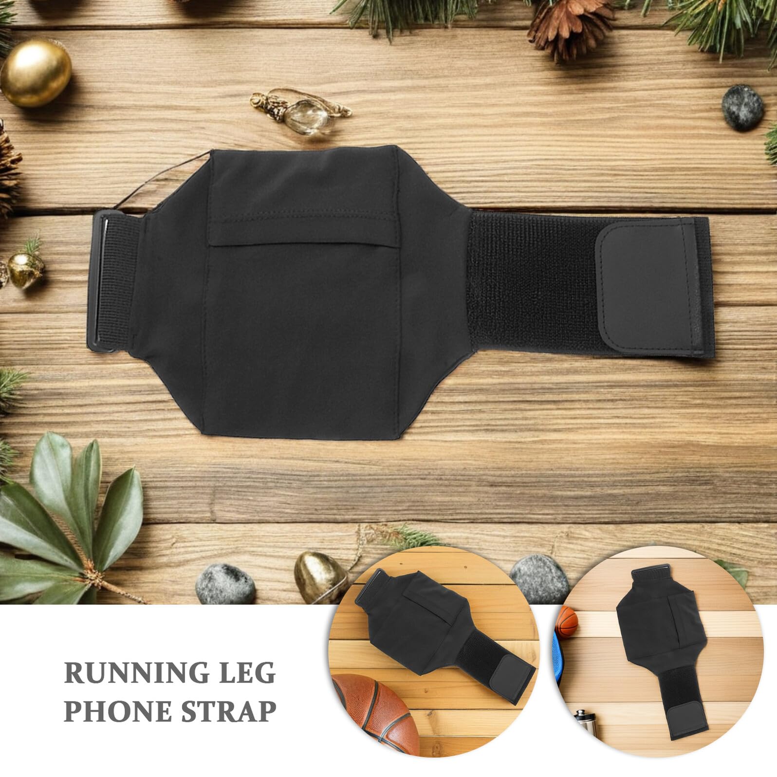 WOONEKY Lot de 3 Sangles Élastiques de Cuisse Noires pour Téléphone Portable Pochette Étanche pour Course à Pied Paquet Banane de Sport Léger et Ajustable Fitness et Running