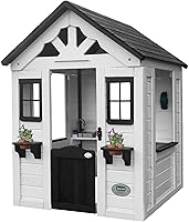Backyard Discovery Sweetwater Cedar Kids Playhouse with Play Kitchen, Snack Bar, Doorbell & Flowerpot Holders